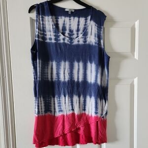 BNWOT Sleeveless Tie-Dye Navy and Pink Women's Tank Top
